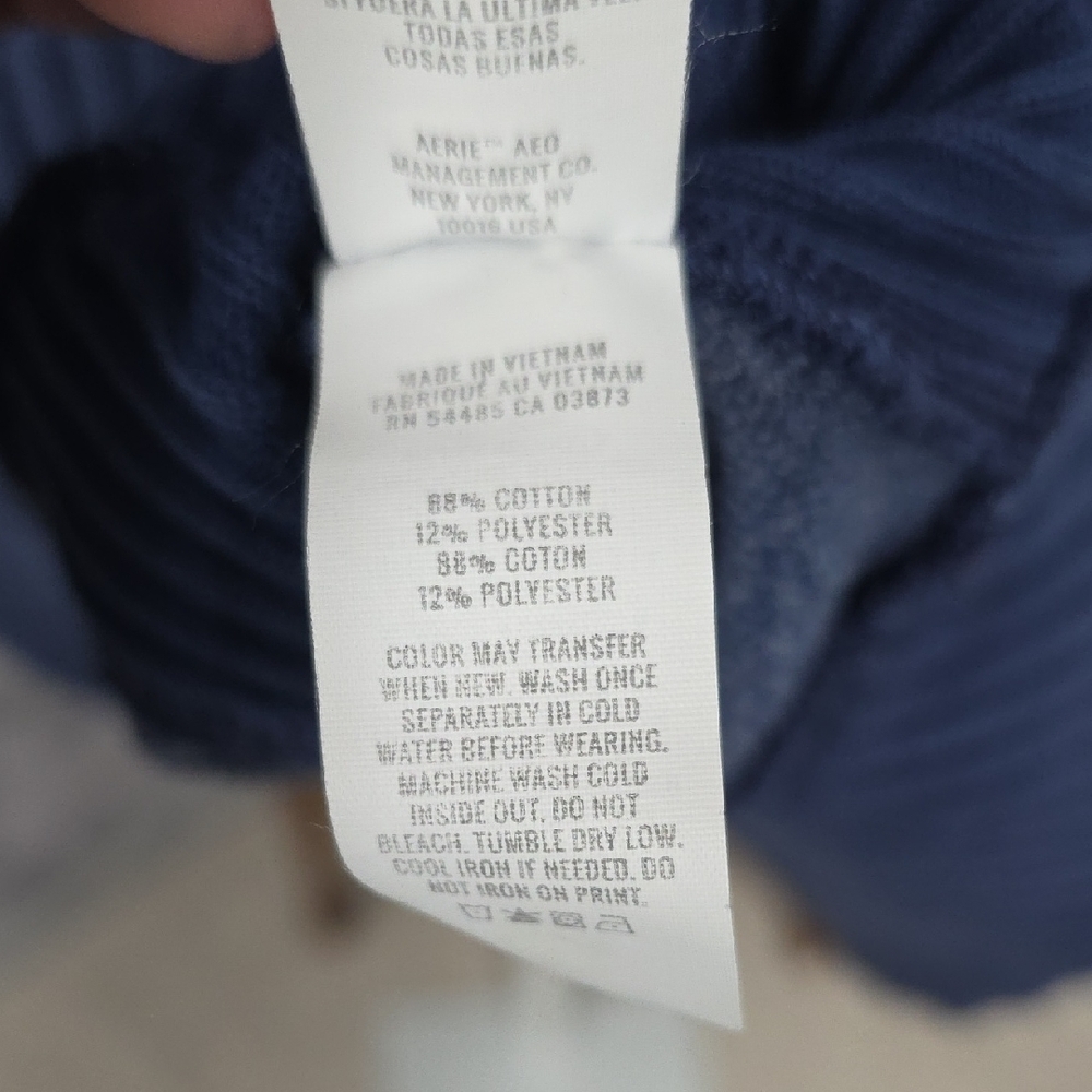 Aerie "Checked Out" Acid Wash Blue Graphic Sweatshirt - Small Oversized - Picture 7 of 7